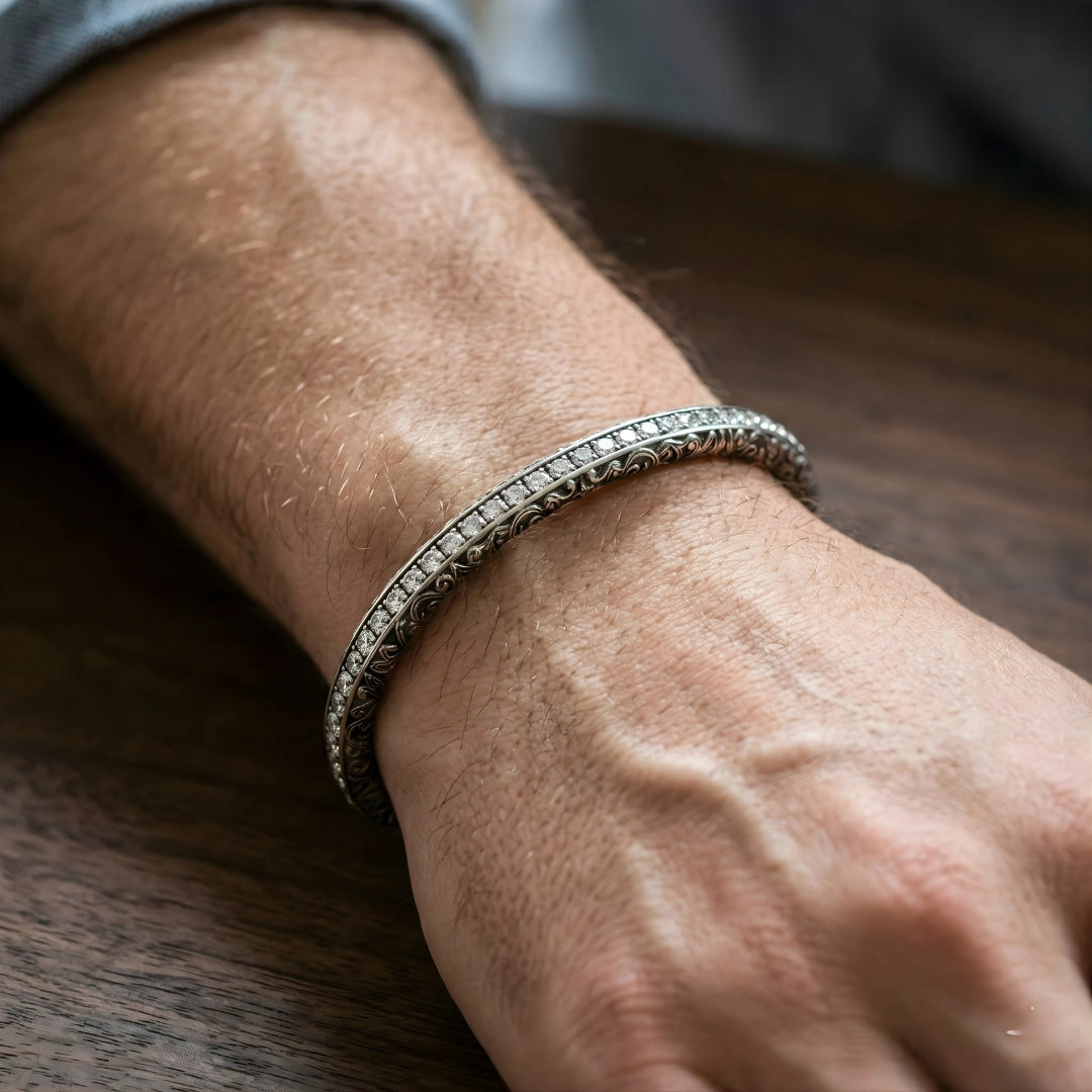 Bracciale Tennis Rigido Artigianale  Zirconia Ghiaccio