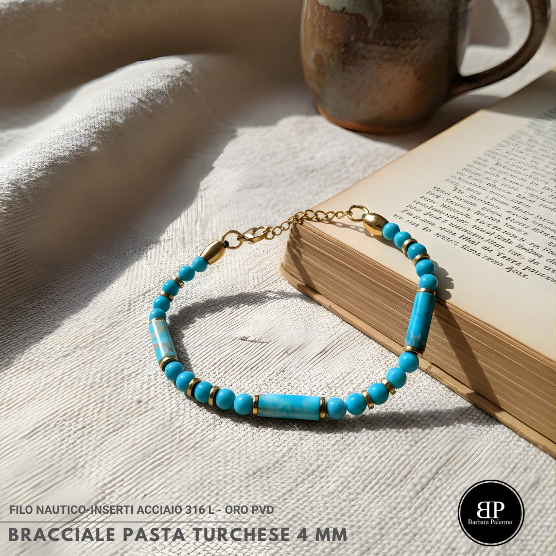 Bracciale stones Pasta Turchese 4 mm