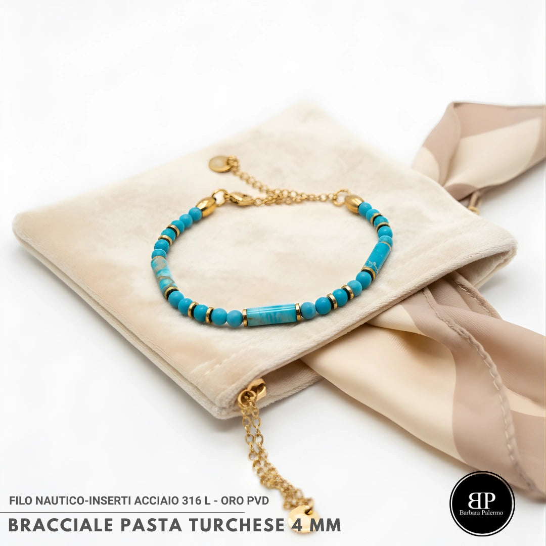Bracciale stones Pasta Turchese 4 mm