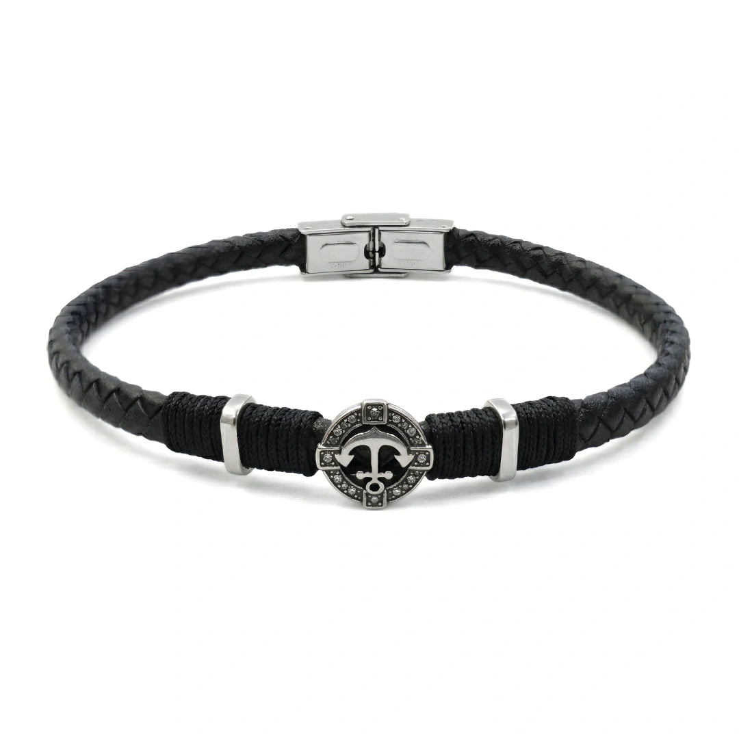 Bracciale Ancora Nautica Nero Intrecciato