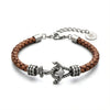 Bracciale Ancora  in Pelle Marrone Intrecciata 5 mm
