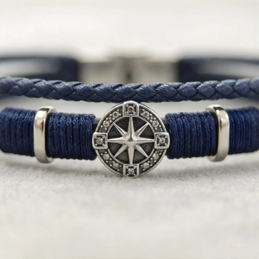 Bracciale Rosa dei Venti in Pelle blu