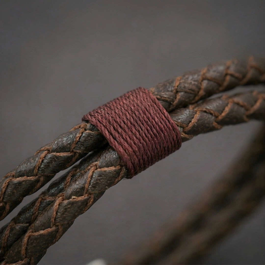 Bracciale Rosa dei Venti Marrone Intrecciato Doppio