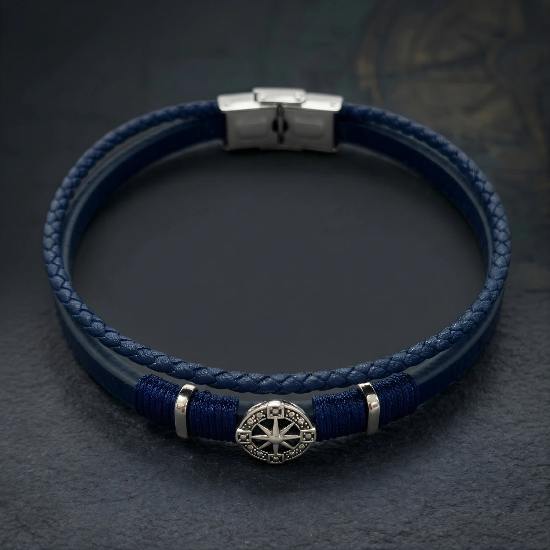 Bracciale Rosa dei Venti in Pelle blu