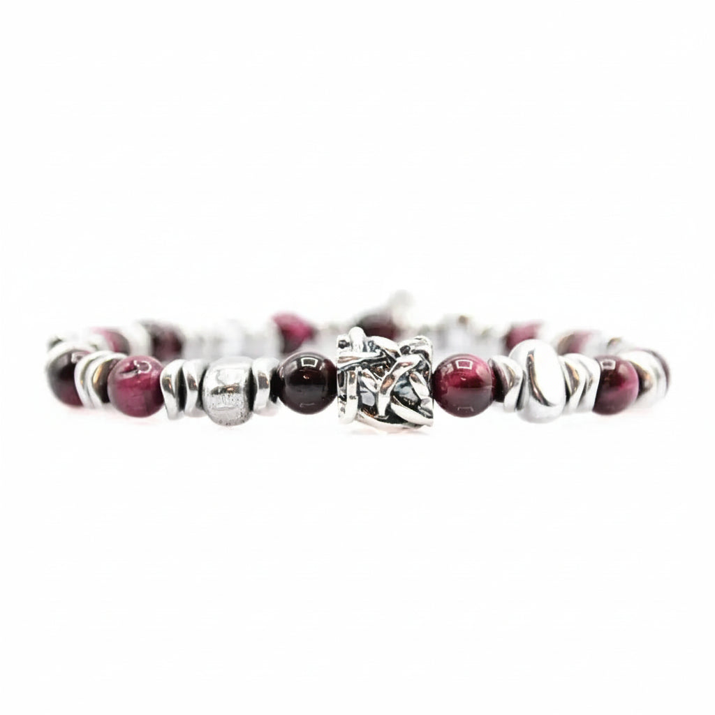 Lila Tigerauge-Armband PASSION mit Silberanschlüssen