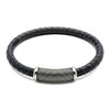 Bracciale Pelle Nera  Inserto puntinato