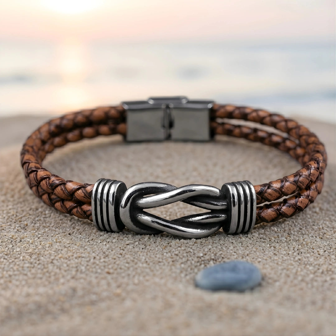 Bracciale Simbolo Infinito in Pelle Marrone