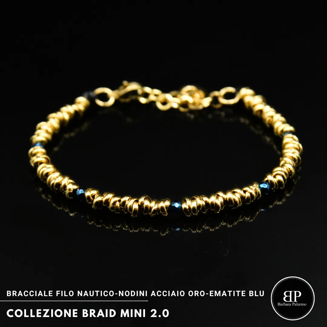 Braid Mini 2.0 Gold &amp; Blaues Armband