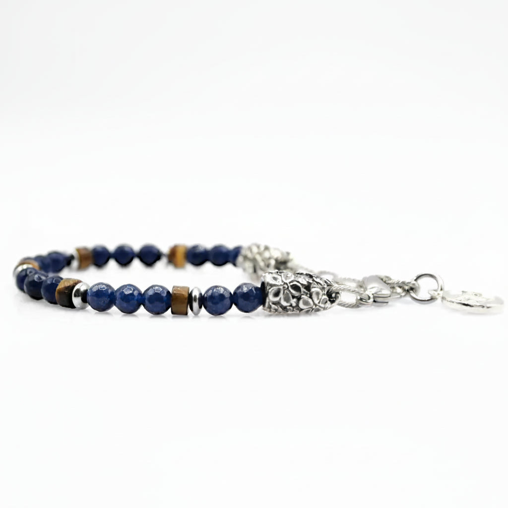 Bracciale Eden Nirvana: Giada blu e rondelle occhio di tigre