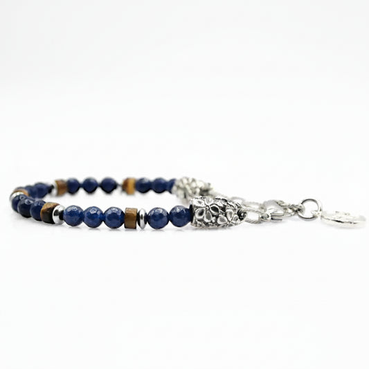 Bracciale Eden Nirvana: Giada blu e rondelle occhio di tigre