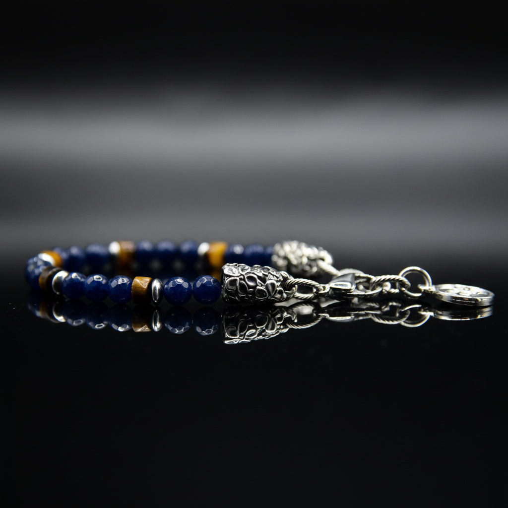 Bracciale Eden Nirvana: Giada blu e rondelle occhio di tigre