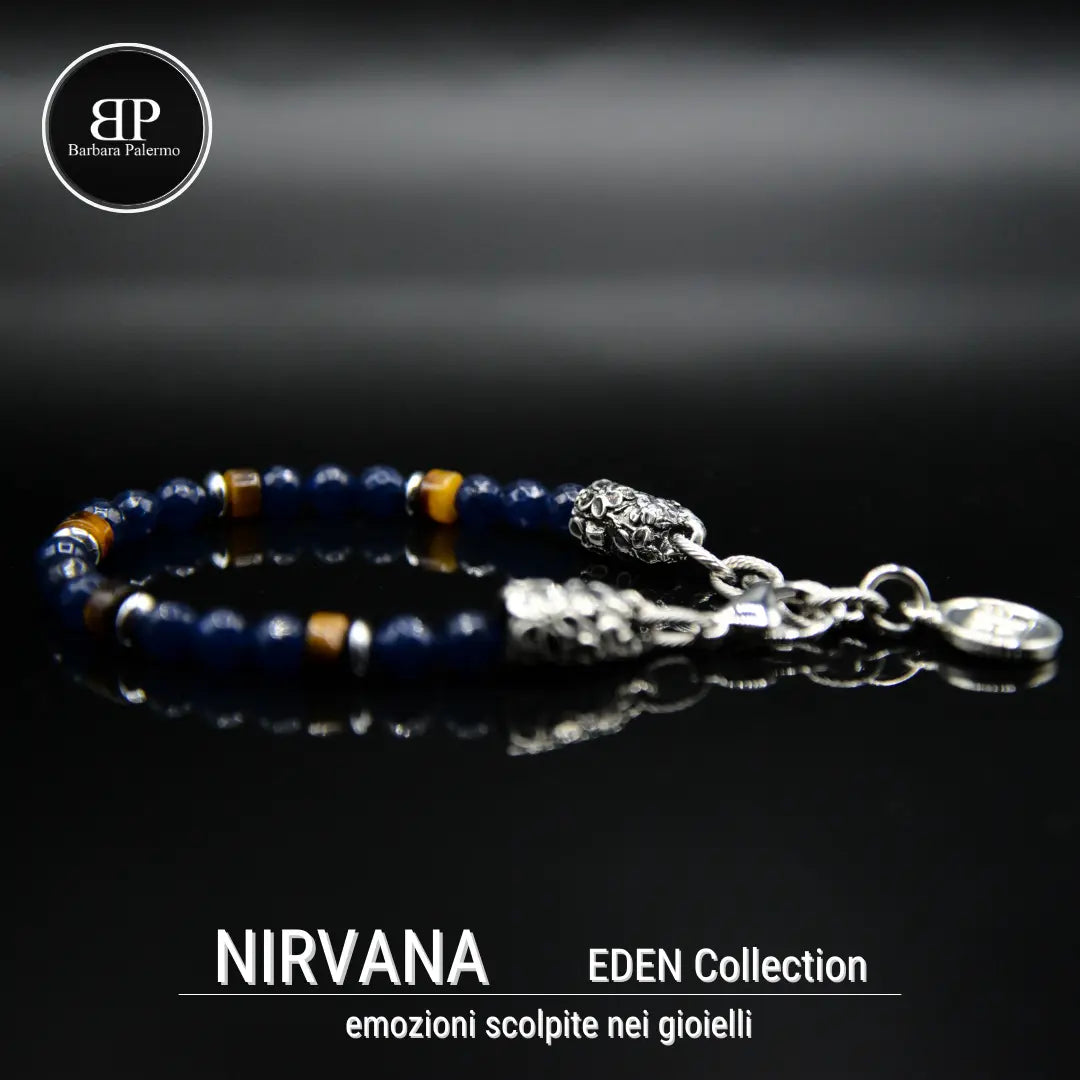 Bracciale Eden Nirvana: Giada blu e rondelle occhio di tigre