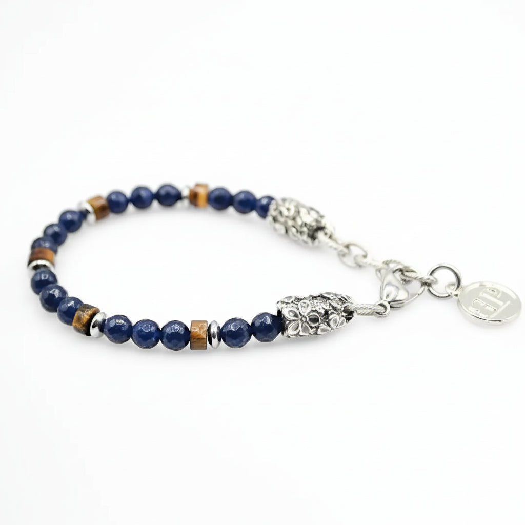 Bracciale Eden Nirvana: Giada blu e rondelle occhio di tigre
