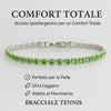 Grünes Tennisarmband aus Stahl mit Zirkonia