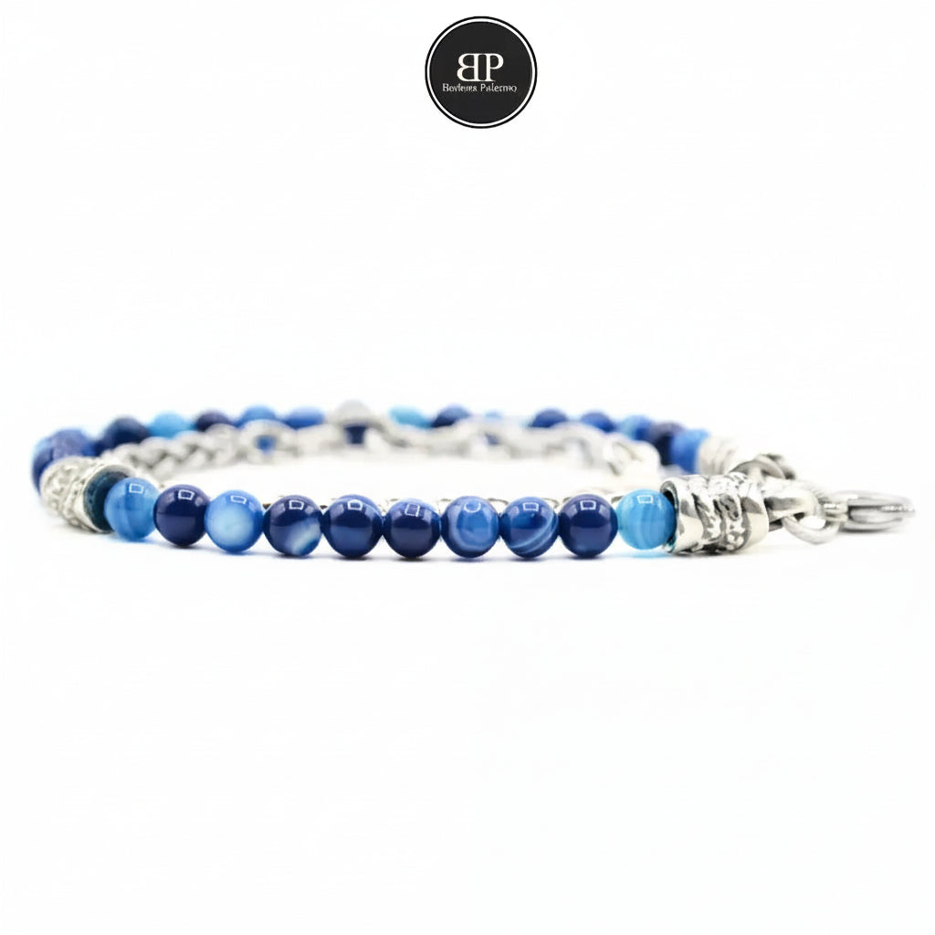 Ocean Capri Double Twist Armband aus blauem Achat