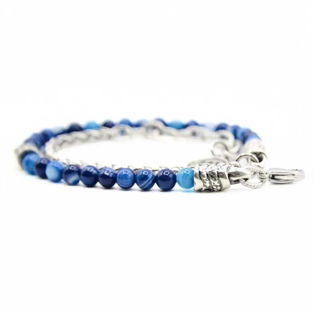 Ocean Capri Double Twist Armband aus blauem Achat