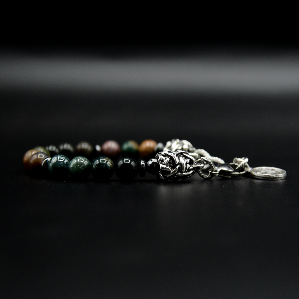 Bracciale agata indiana EXPLORER  terminali Argento