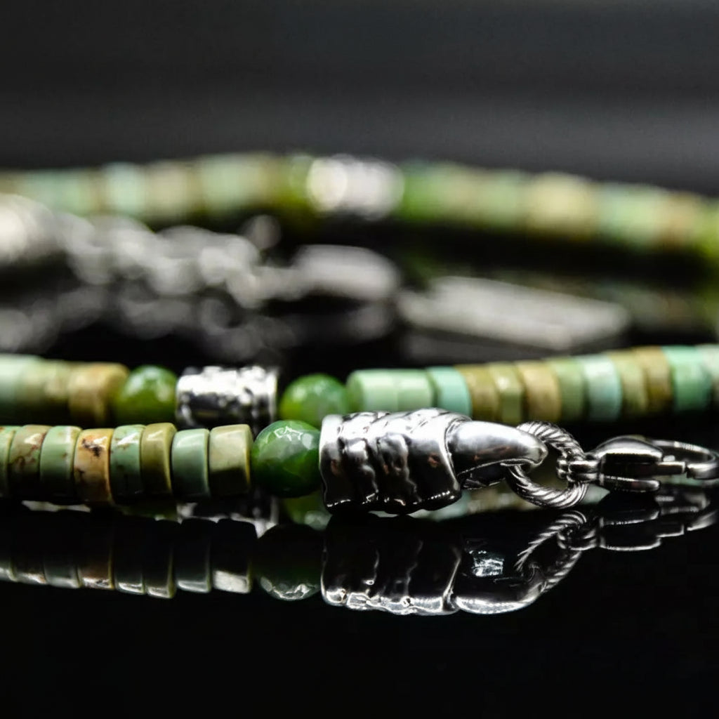 Armband Oslo Doppio Giro: Grüner Achat, Moosgrüne Howlith.