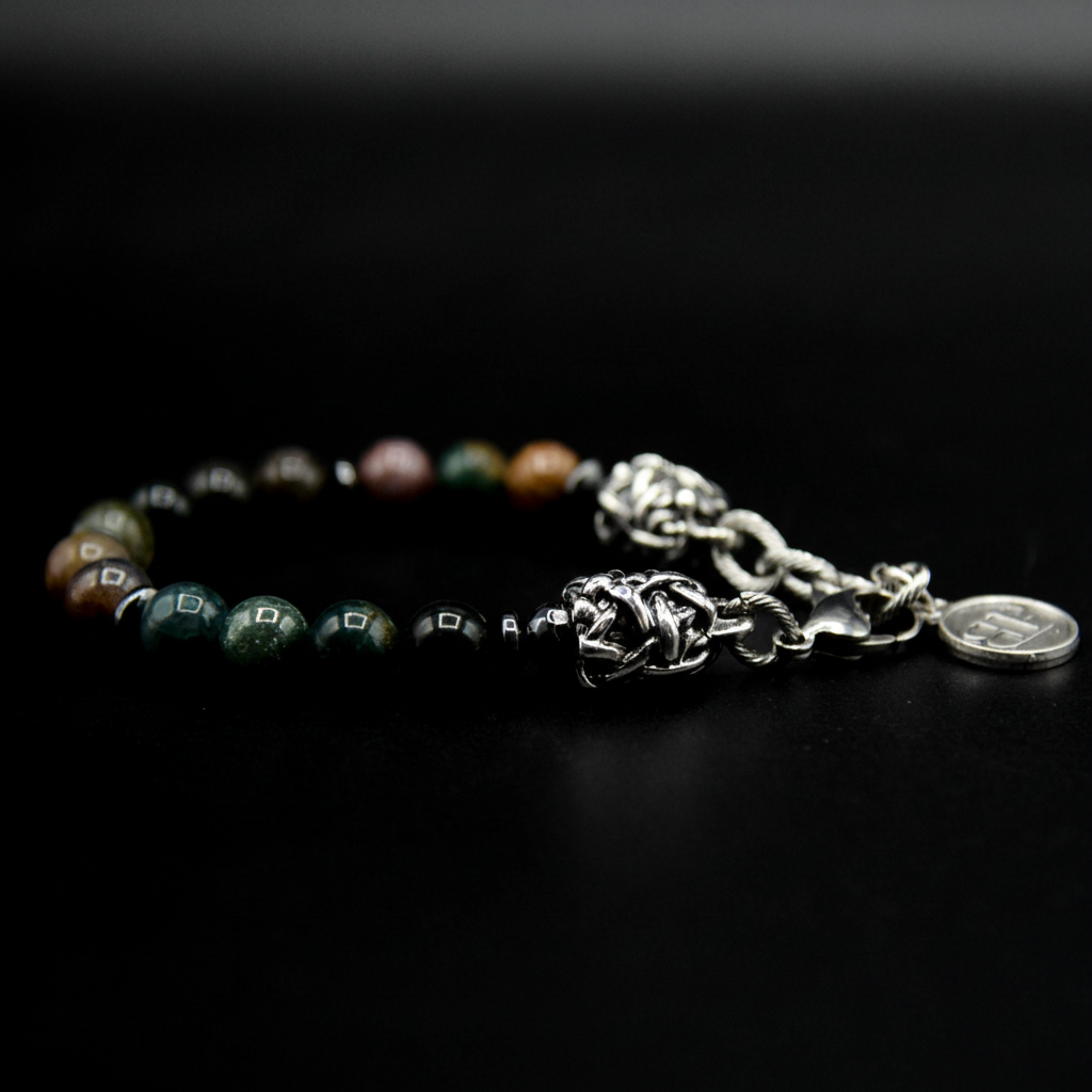 Bracciale agata indiana EXPLORER  terminali Argento