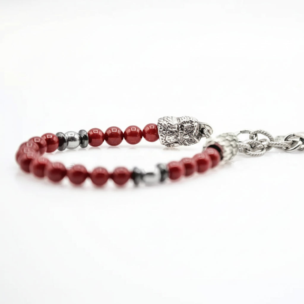 "Amantique" Armband mit rotem Achat und Hämatit