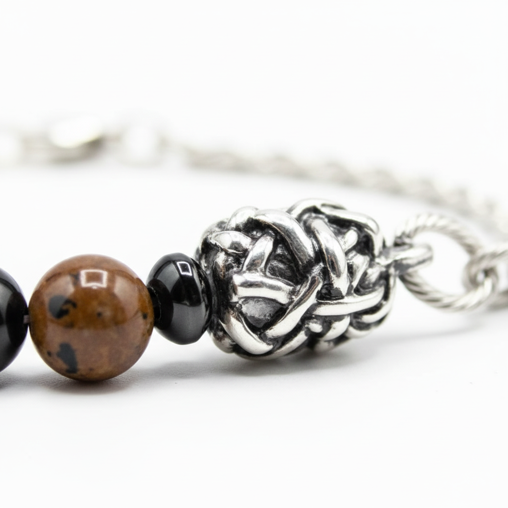 Bracciale agata indiana EXPLORER  terminali Argento