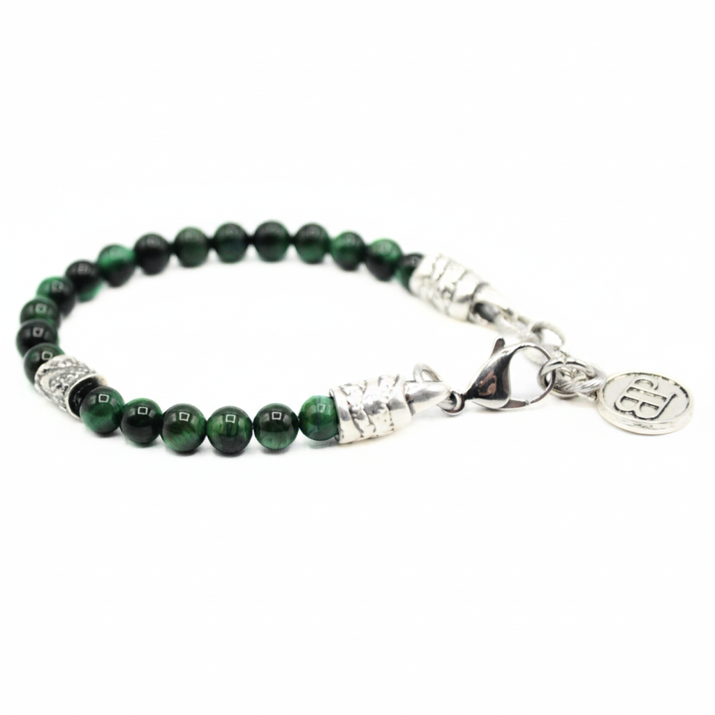 bracciale occhio di tigre verde fatto a mano