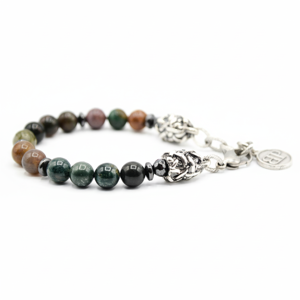 Bracciale agata indiana EXPLORER  terminali Argento