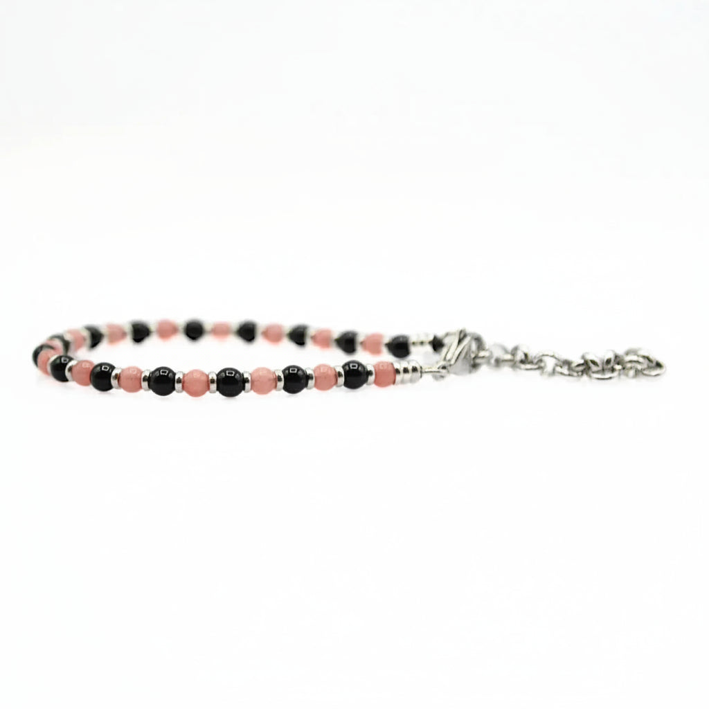 Bracciale Rosa Nero stones Emblema di Stile e Passione