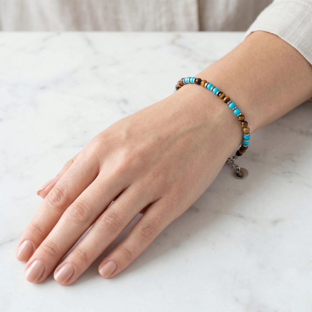 Bracciale stones Bracciale Occhio di Tigre Pasta Turchese
