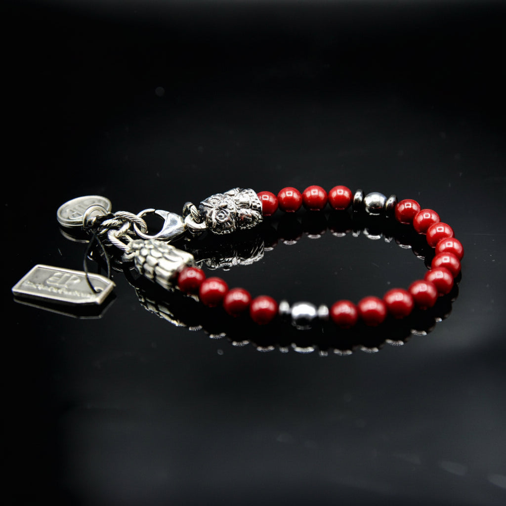 "Amantique" Armband mit rotem Achat und Hämatit