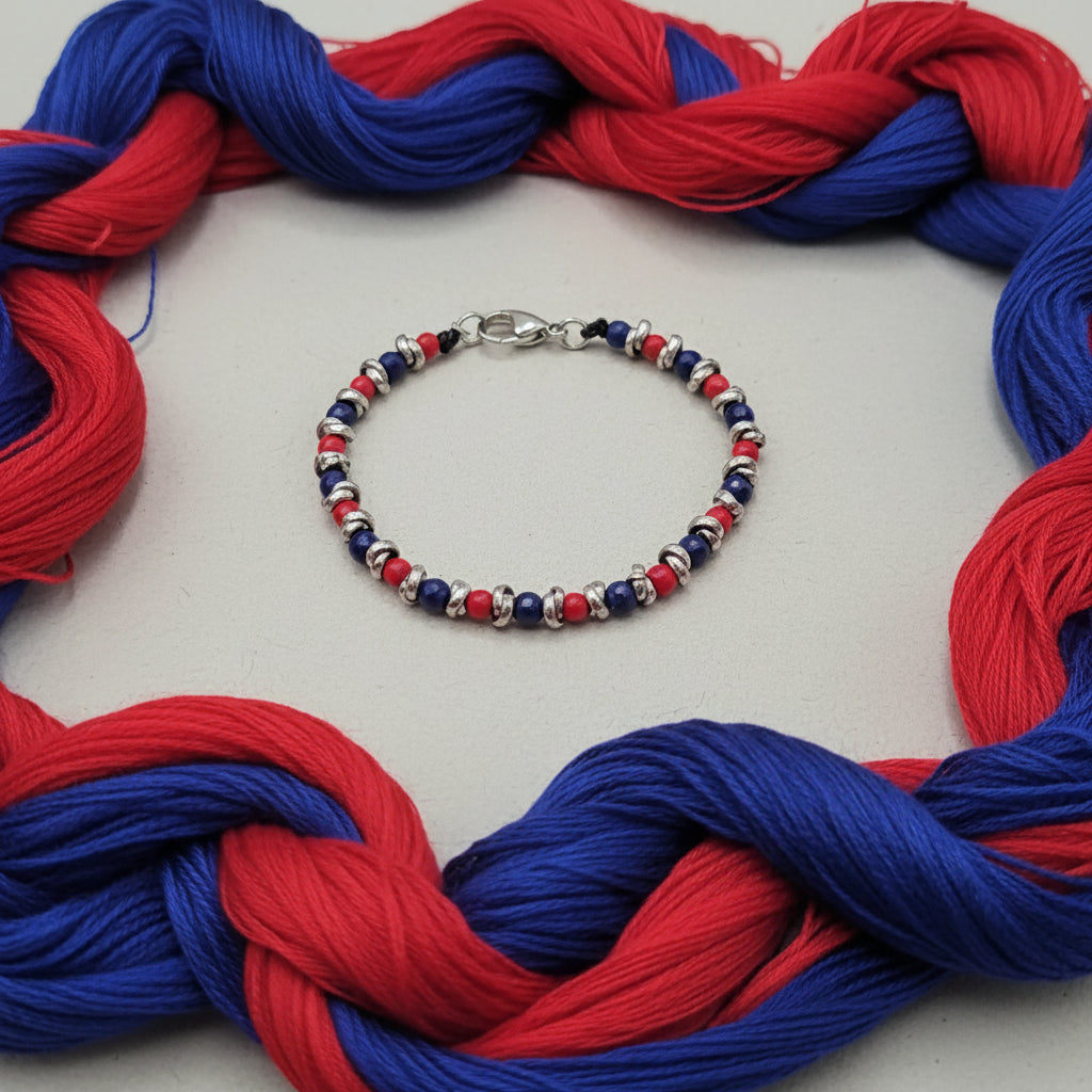 Rot-Blaues Bologna-Flechtarmband