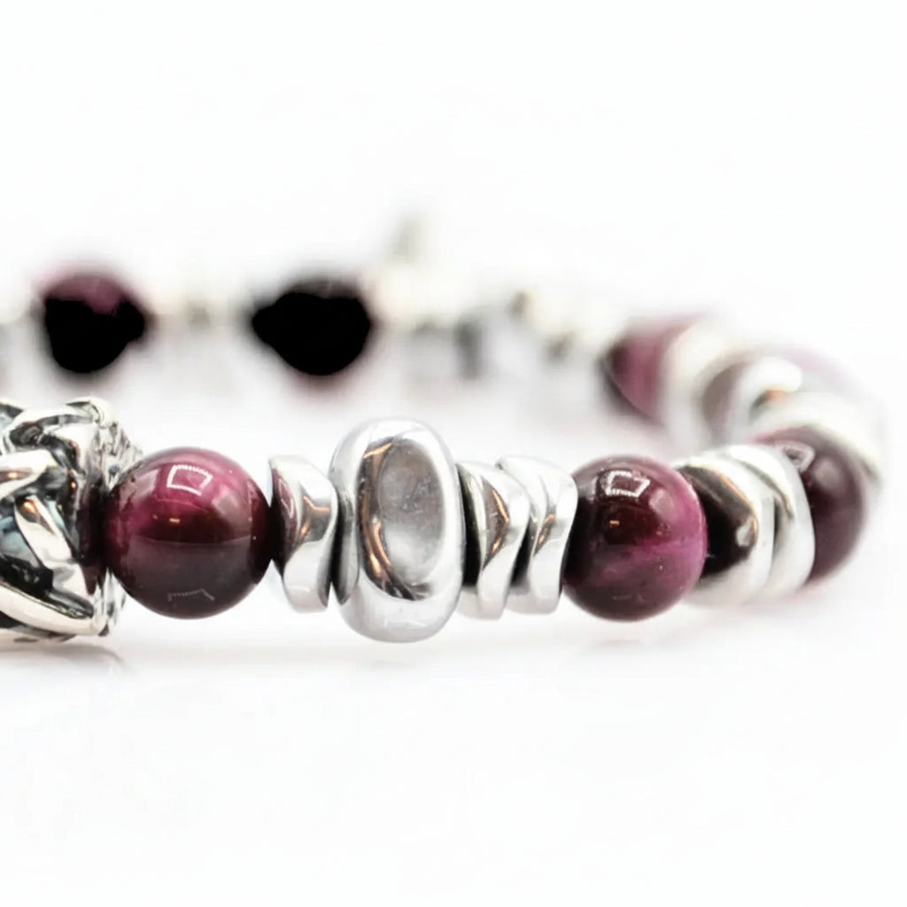 Lila Tigerauge-Armband PASSION mit Silberanschlüssen