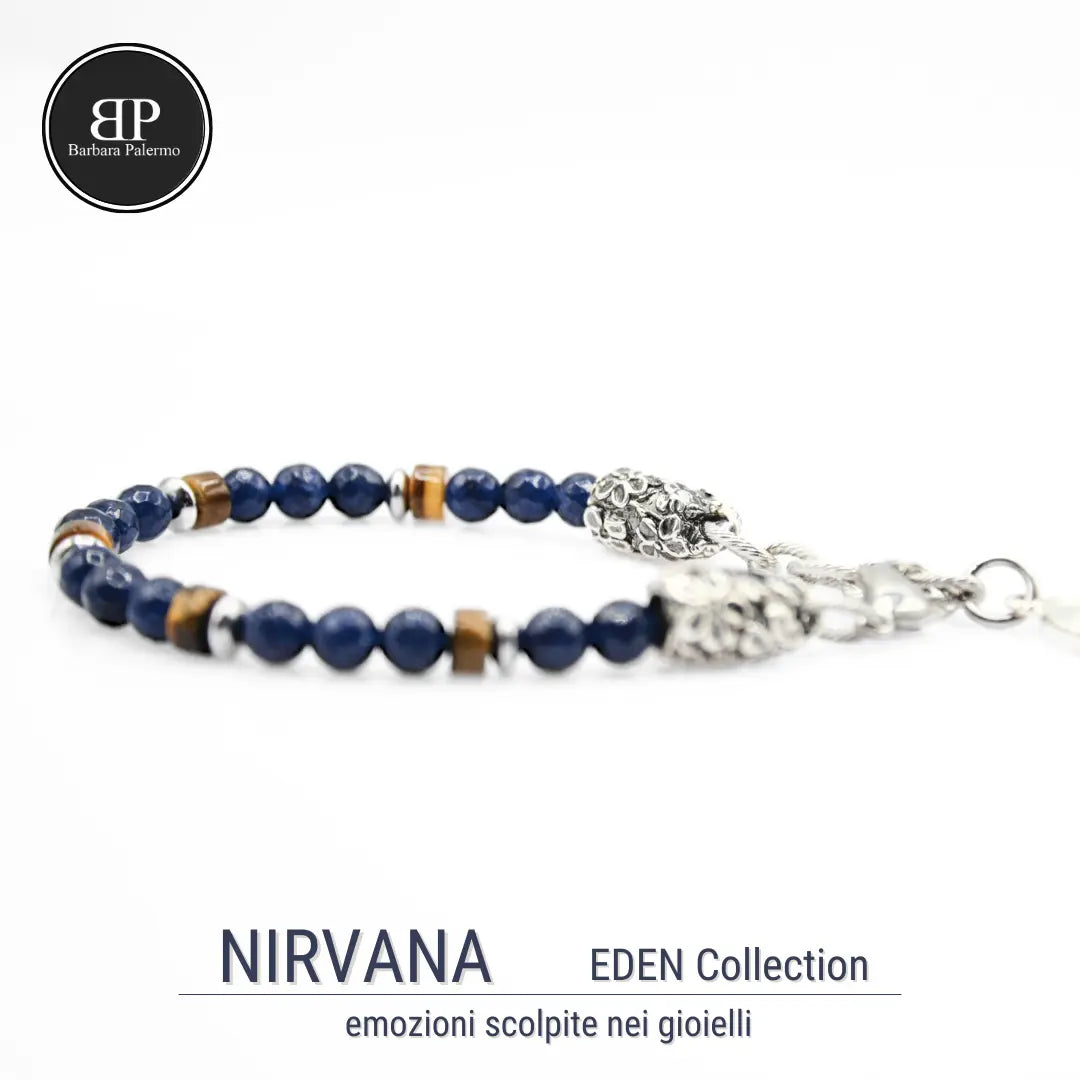 Bracciale Eden Nirvana: Giada blu e rondelle occhio di tigre