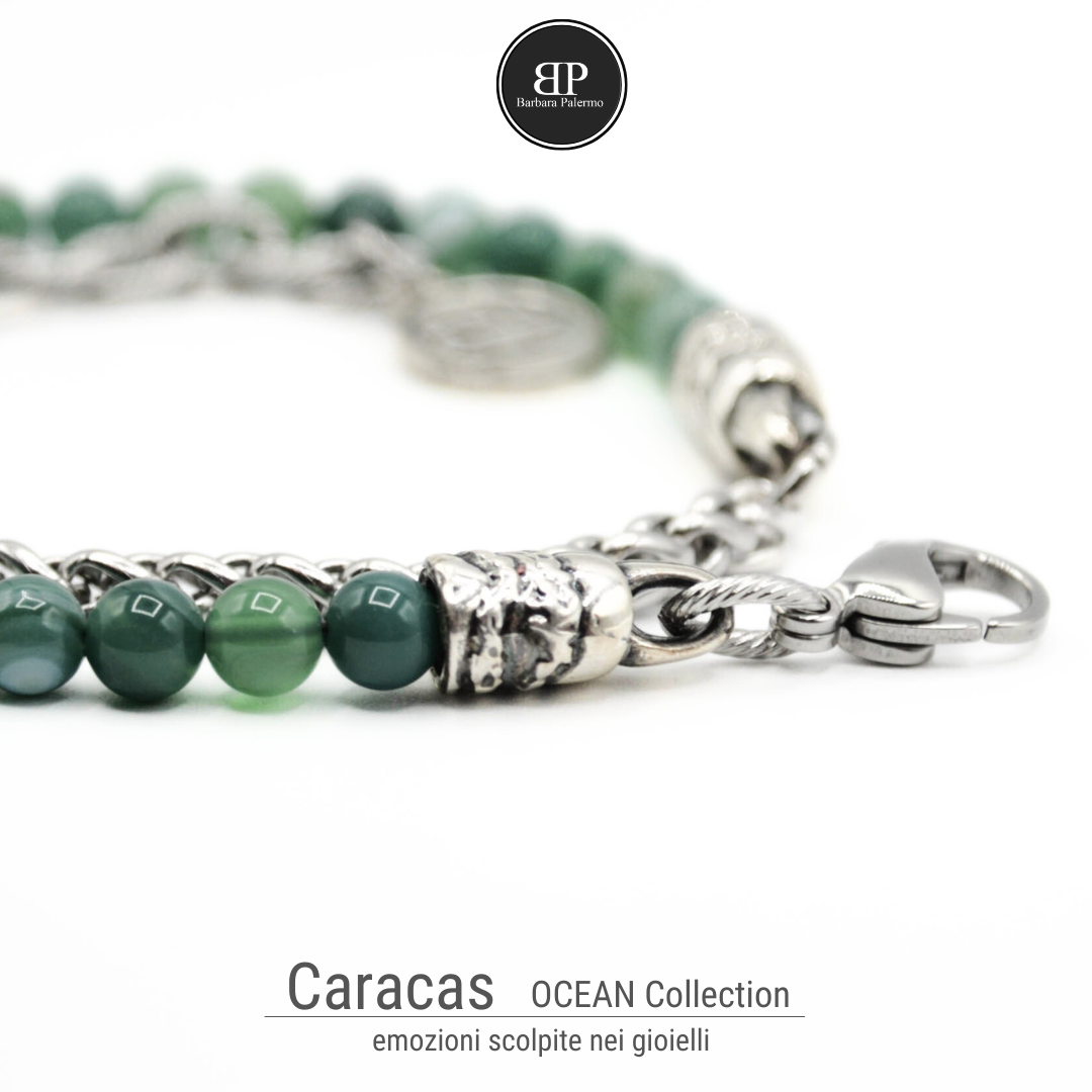 Caracas-Doppelt-Twist-Armband aus grünem Achat