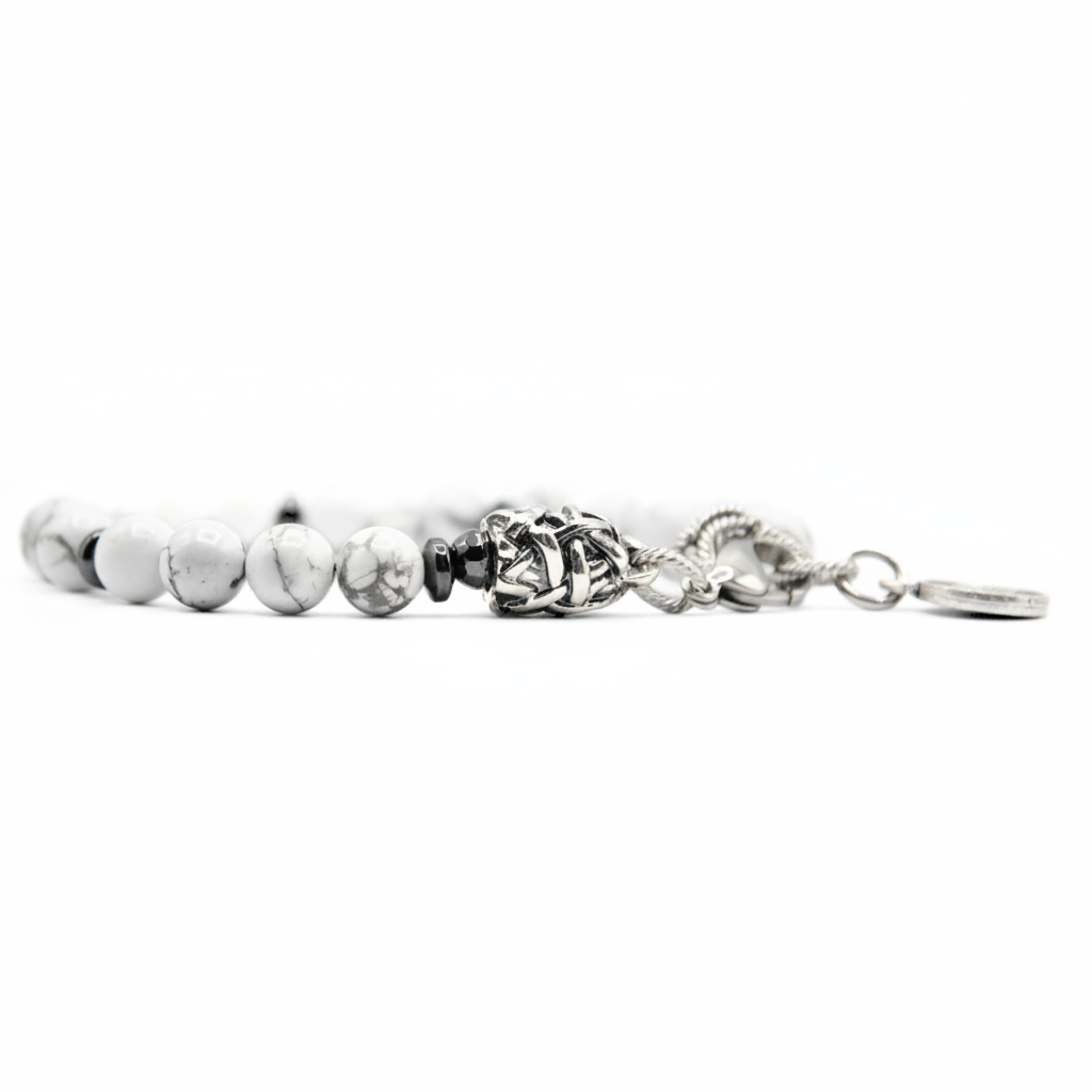 Zen-Armband – Howlith-Hämatit und Silberanschlüsse