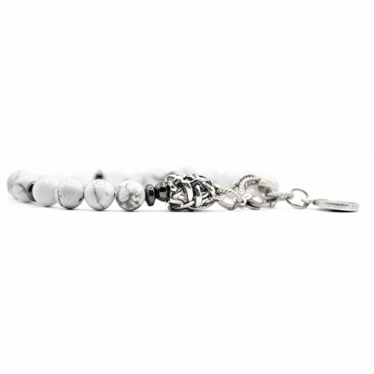 Zen-Armband – Howlith-Hämatit und Silberanschlüsse