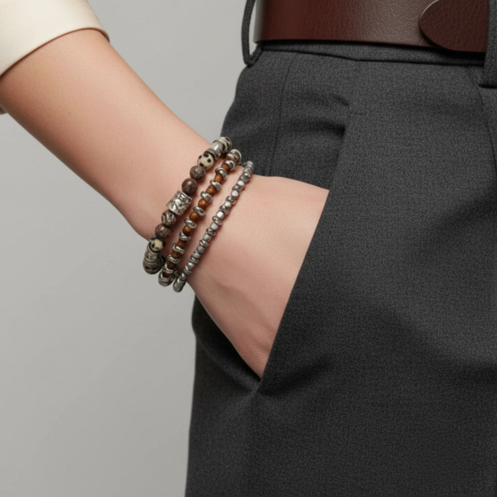 Geolux-Set – Trio handgefertigter Unisex-Armbänder