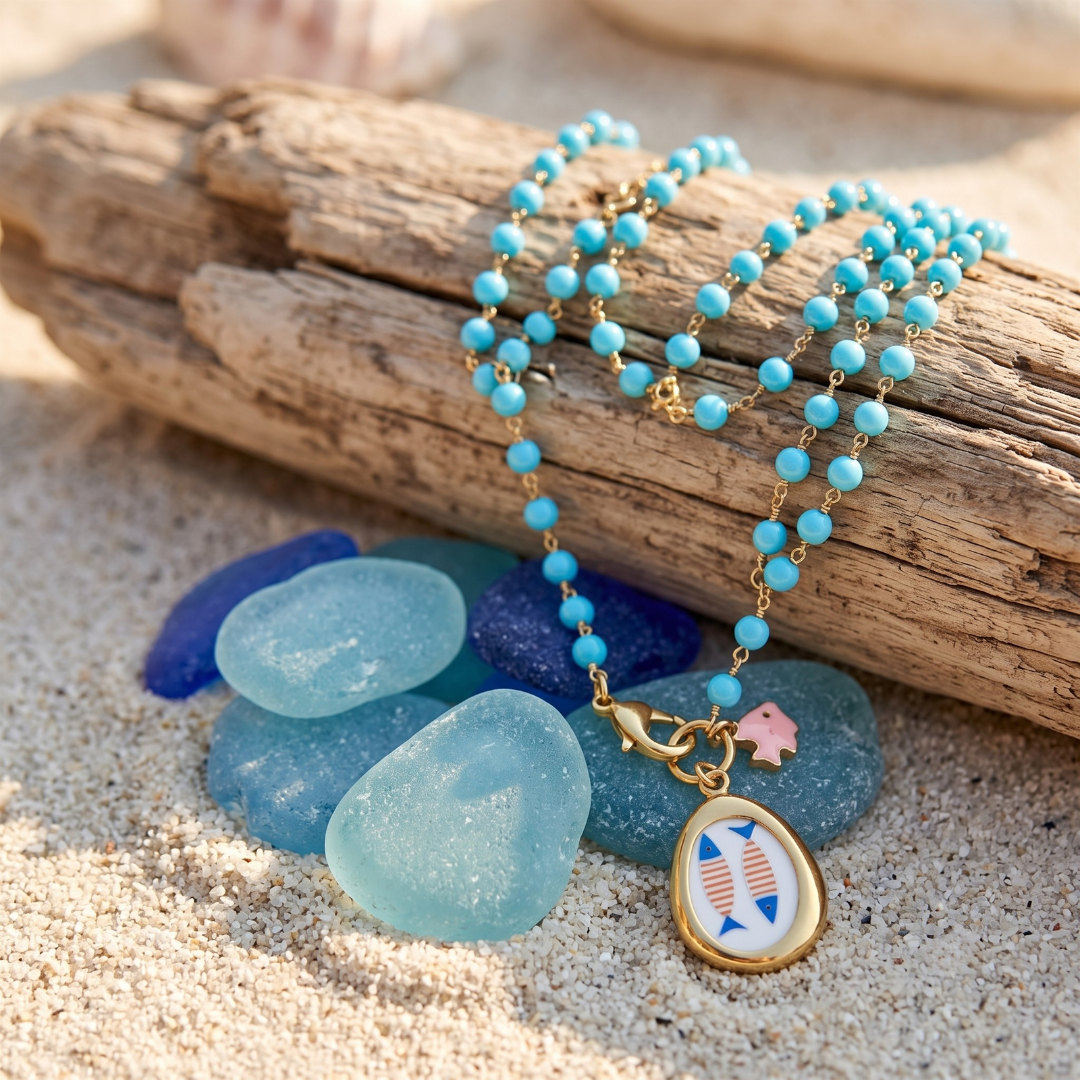 Collana Sea Pesci catena azzurra