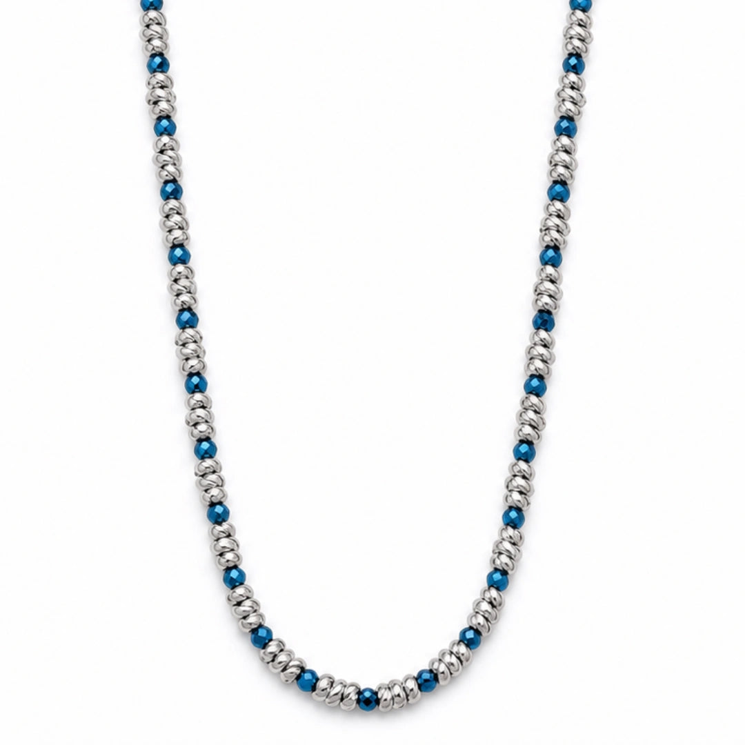 Collana  Braid Mini 2.0 Ematite Blu Lucida e Acciaio