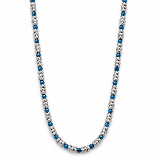 Collana  Braid Mini 2.0 Ematite Blu Lucida e Acciaio