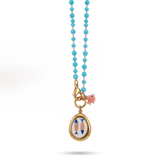 Collana Sea Pesci catena azzurra