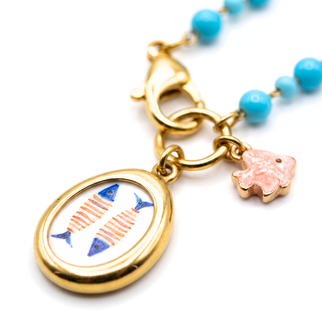Collana Sea Pesci catena azzurra