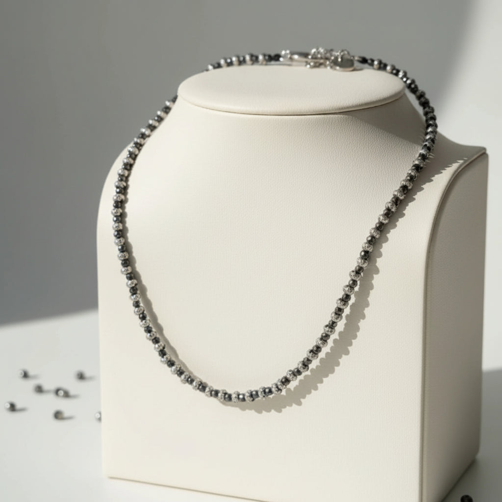 Collana  Braid Mini 2.0 Ematite antracite e Acciaio