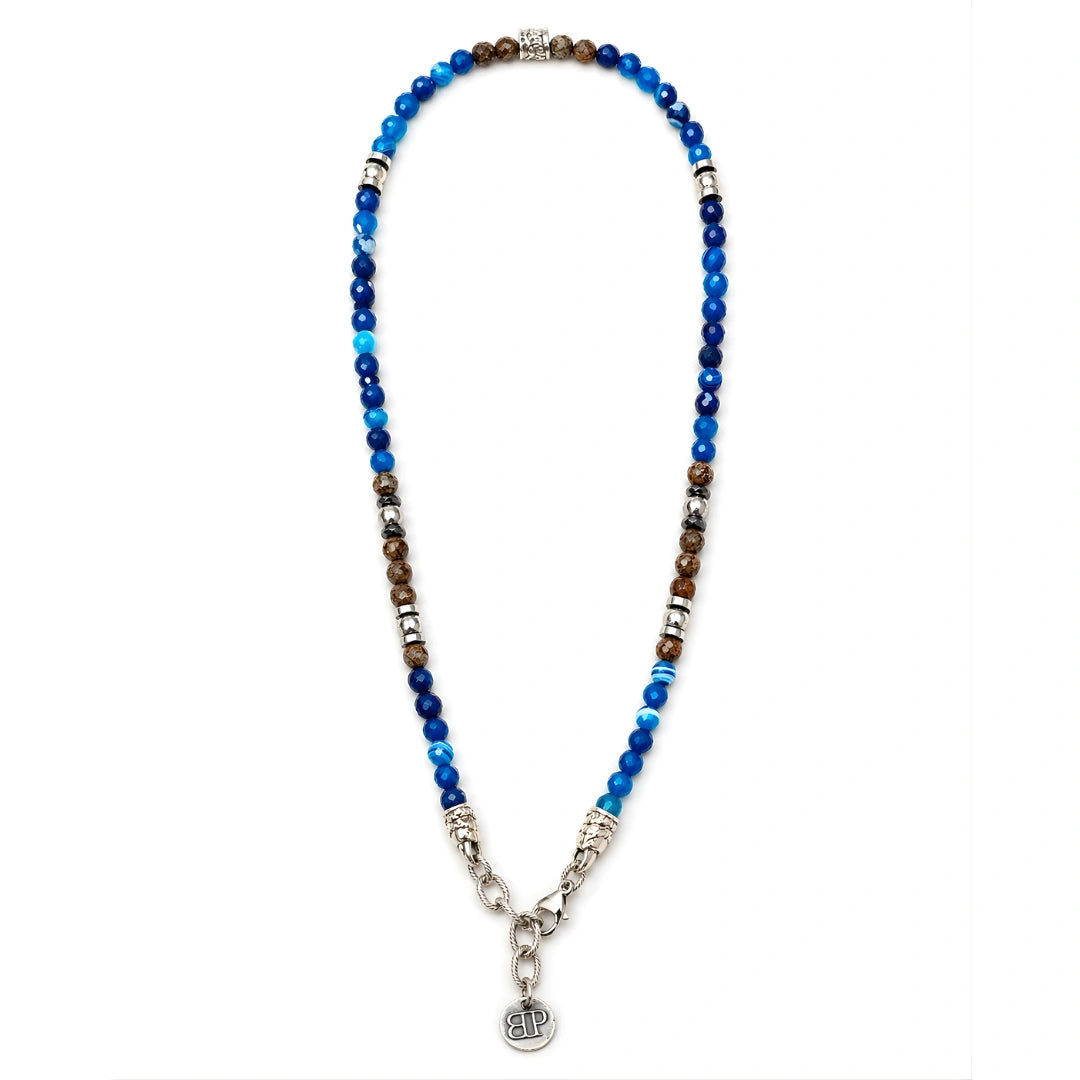 Collana Ocean Miami 02 in Agata Blu, Ossidiana Marrone