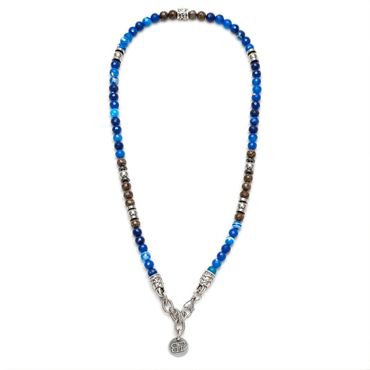 Collana Ocean Miami 02 in Agata Blu, Ossidiana Marrone