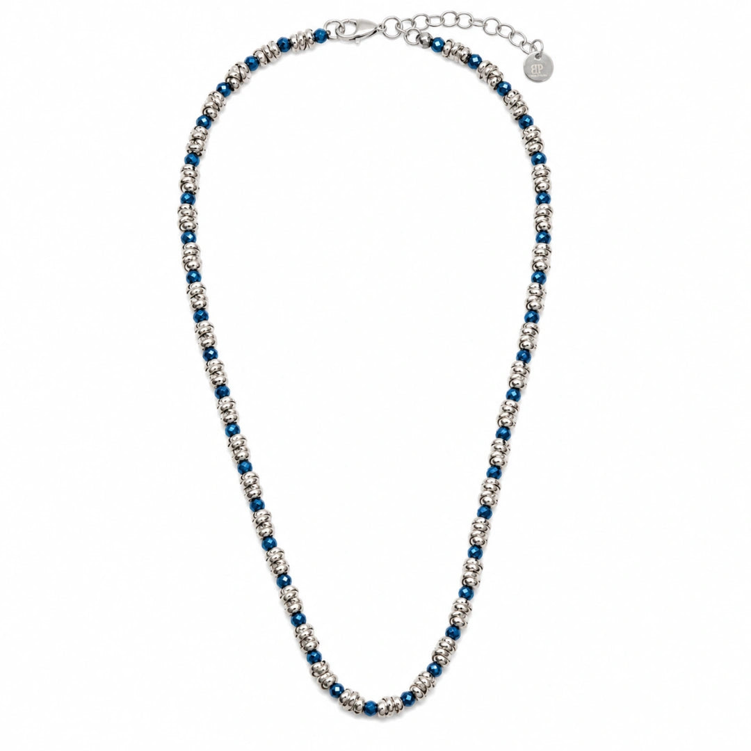Collana  Braid Mini 2.0 Ematite Blu Lucida e Acciaio