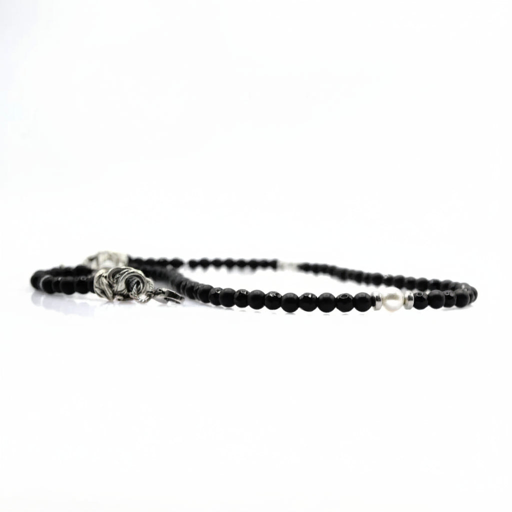 Rococò Noir Elegance – Collana Artigianale con Onice e Perla