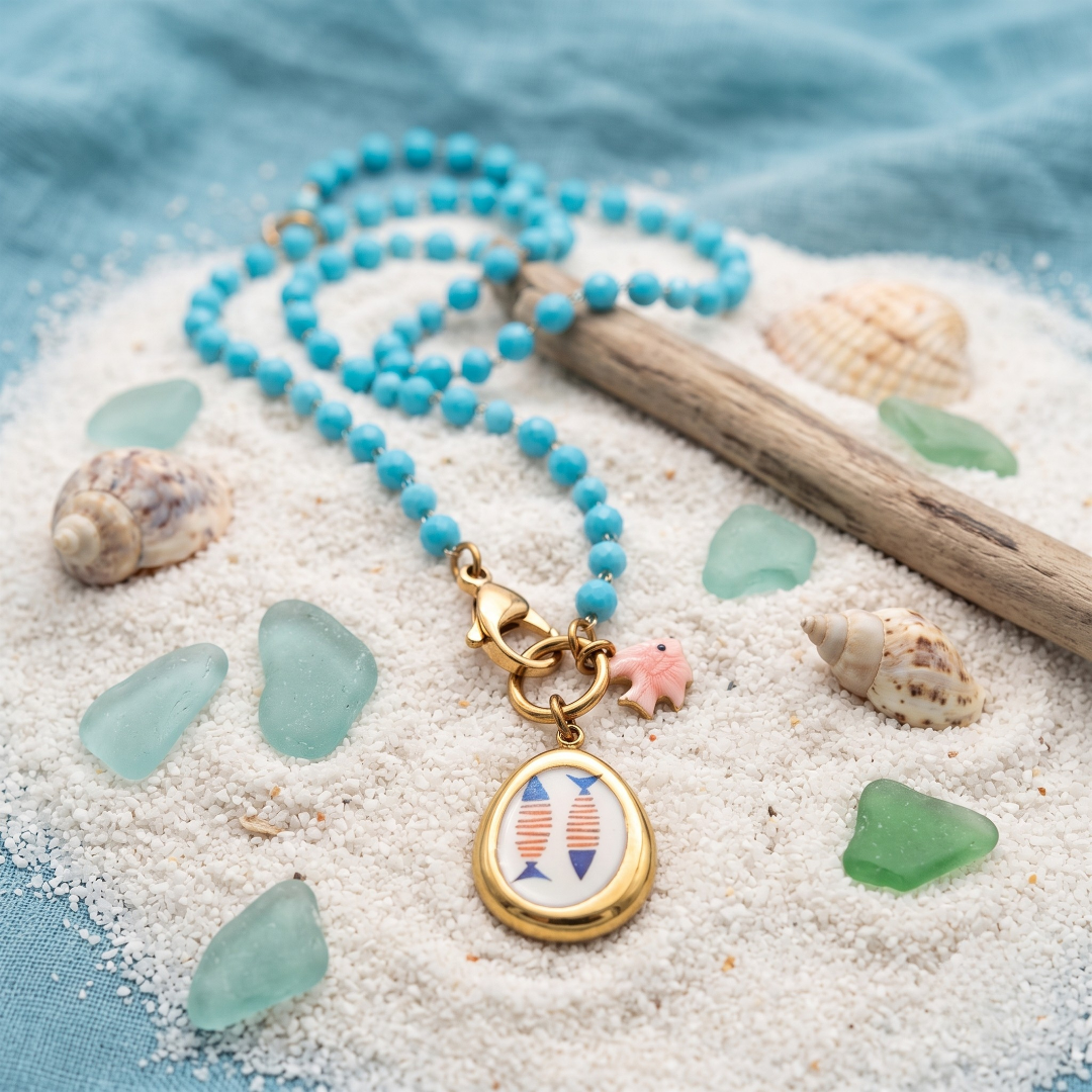 Collana Sea Pesci catena azzurra