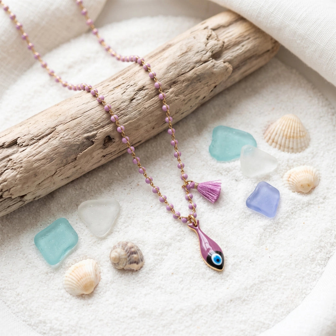 Collana Sea Incanto Viola con Pesciolino Portafortuna
