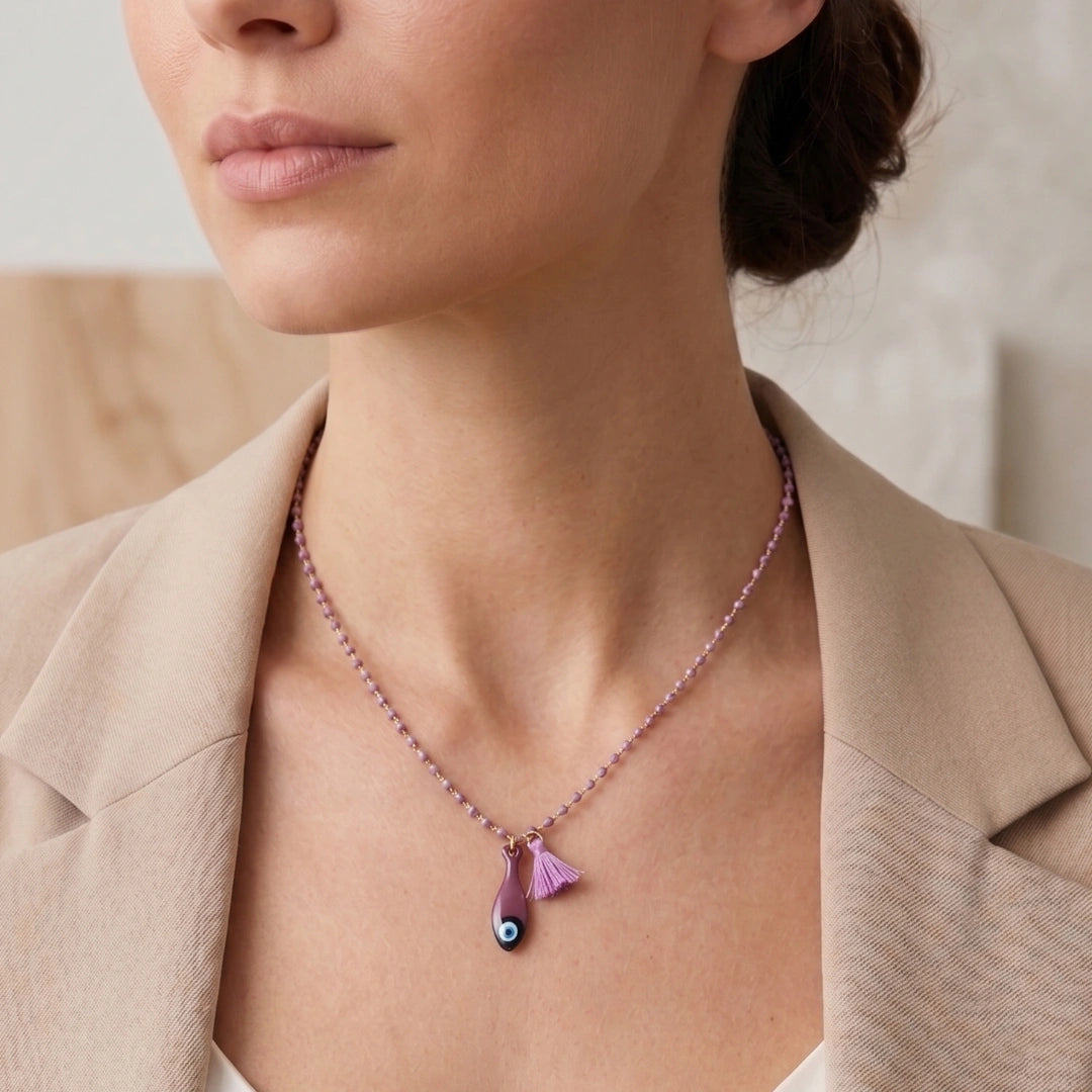 Collana Sea Incanto Viola con Pesciolino Portafortuna